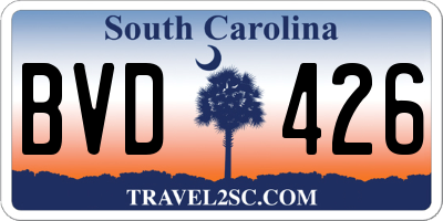 SC license plate BVD426