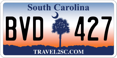 SC license plate BVD427
