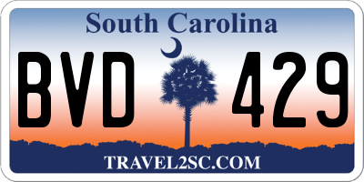 SC license plate BVD429