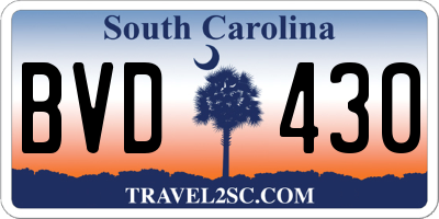 SC license plate BVD430