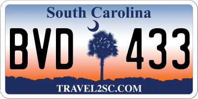 SC license plate BVD433