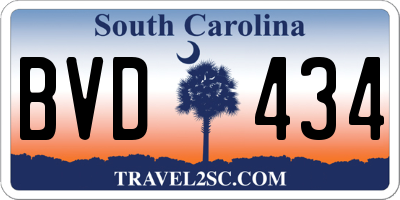SC license plate BVD434