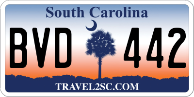 SC license plate BVD442