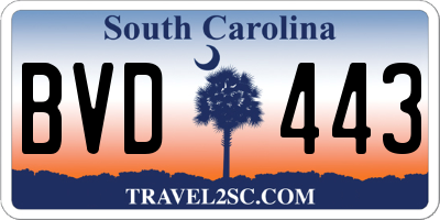 SC license plate BVD443