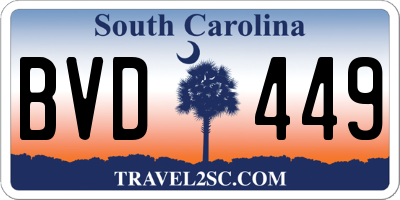 SC license plate BVD449