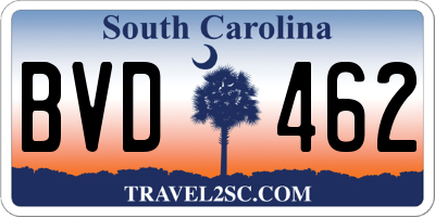 SC license plate BVD462