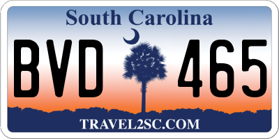 SC license plate BVD465