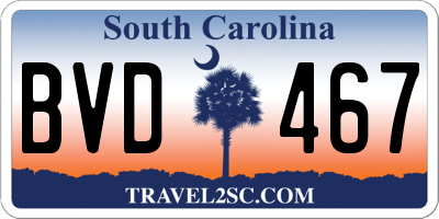 SC license plate BVD467