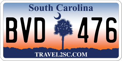 SC license plate BVD476