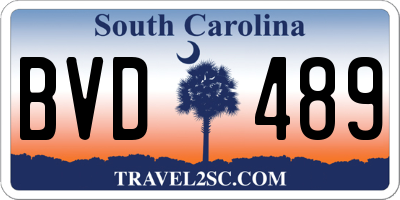 SC license plate BVD489