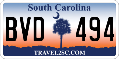 SC license plate BVD494
