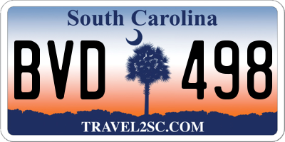SC license plate BVD498