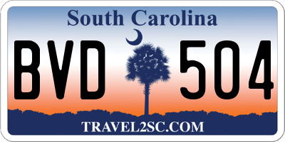 SC license plate BVD504