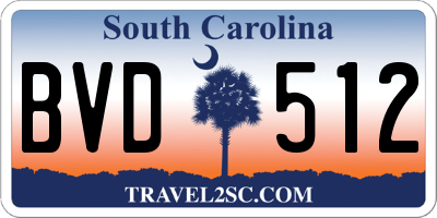 SC license plate BVD512