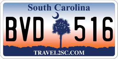 SC license plate BVD516