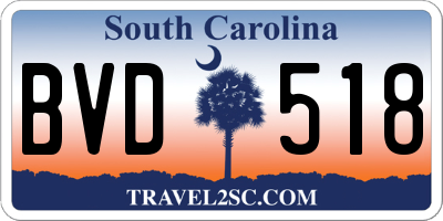SC license plate BVD518