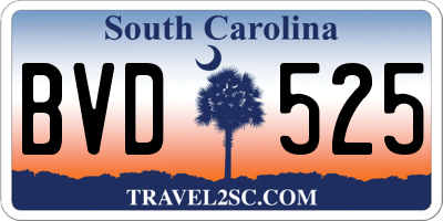 SC license plate BVD525