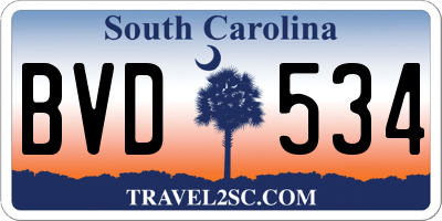 SC license plate BVD534