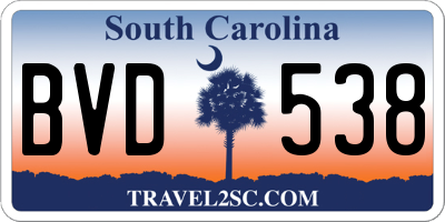 SC license plate BVD538