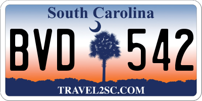 SC license plate BVD542