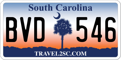 SC license plate BVD546