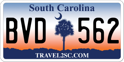 SC license plate BVD562