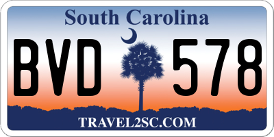 SC license plate BVD578