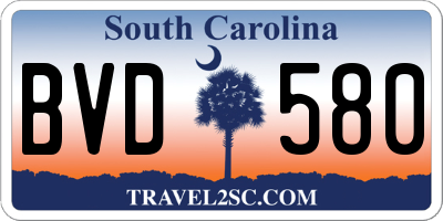 SC license plate BVD580