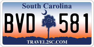 SC license plate BVD581