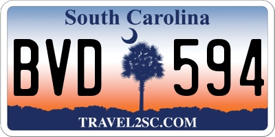 SC license plate BVD594