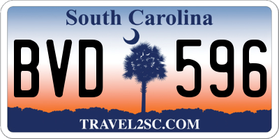 SC license plate BVD596