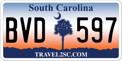 SC license plate BVD597