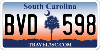SC license plate BVD598