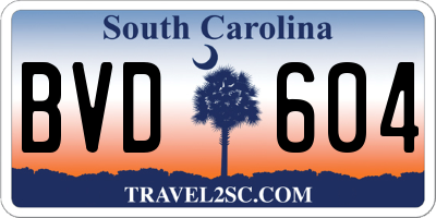 SC license plate BVD604