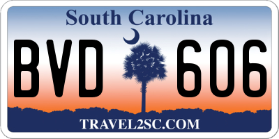 SC license plate BVD606