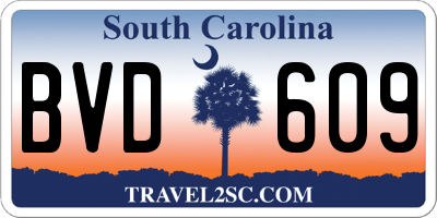 SC license plate BVD609