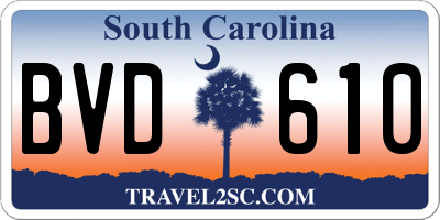 SC license plate BVD610