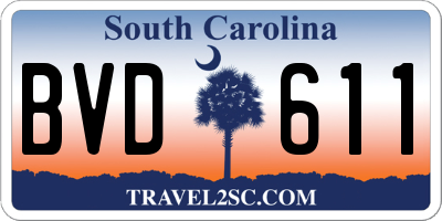 SC license plate BVD611