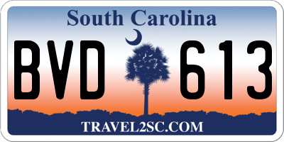 SC license plate BVD613