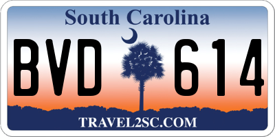 SC license plate BVD614