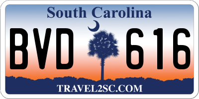 SC license plate BVD616