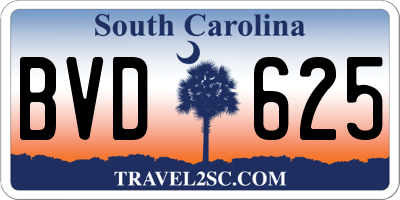SC license plate BVD625