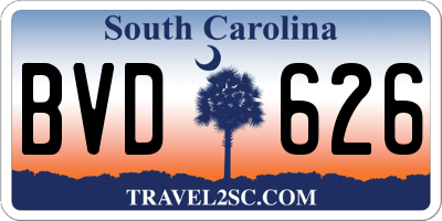 SC license plate BVD626