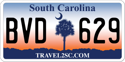 SC license plate BVD629