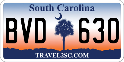 SC license plate BVD630