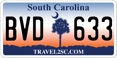 SC license plate BVD633