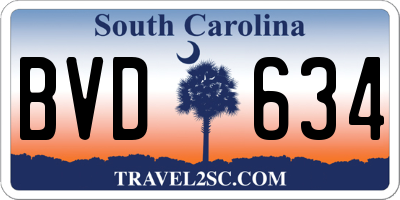 SC license plate BVD634