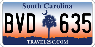 SC license plate BVD635
