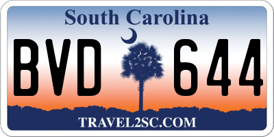 SC license plate BVD644
