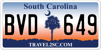 SC license plate BVD649